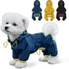 Lightweight Waterproof Dog Raincoat with Hood Rain Jacket with Leash Hole Reflective Strap for Small/Medium Dogs All Seasons