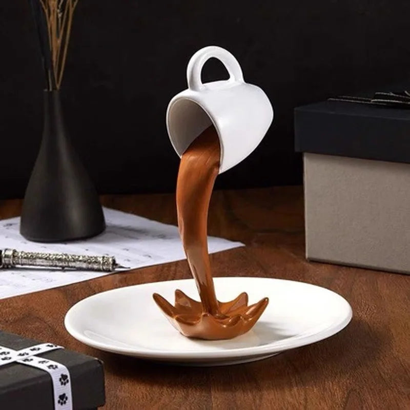 Suspended Coffee Cup 3D Hanging Creative Resin Desktop Ornament Decorative Craft Home Design