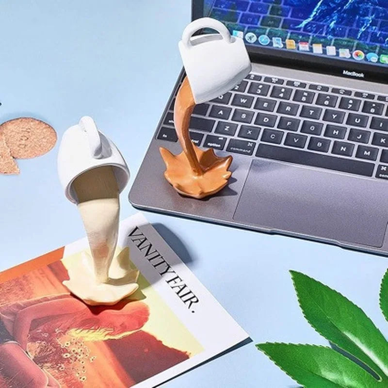 Suspended Coffee Cup 3D Hanging Creative Resin Desktop Ornament Decorative Craft Home Design